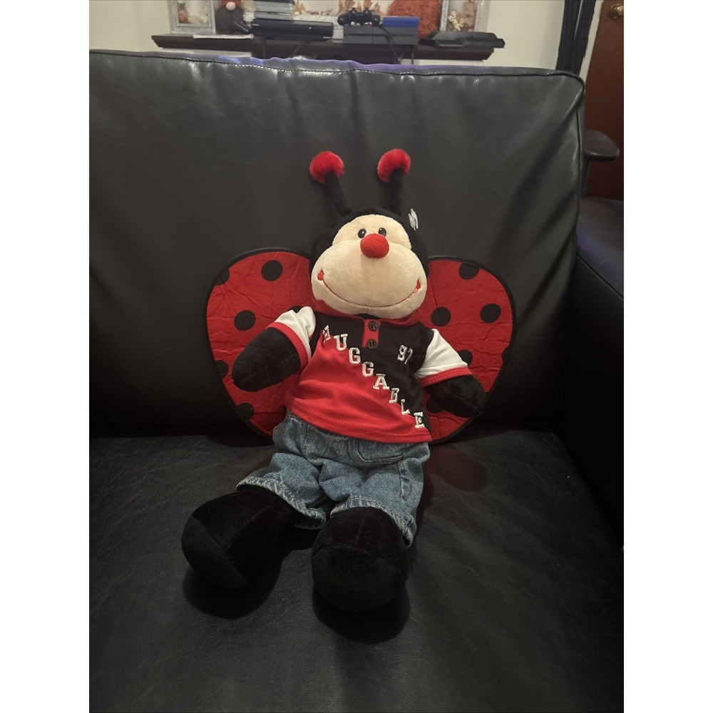 Build-A-Bear Love Bug Plush Valentine Stuffed Animal 17" Red Black with Wings